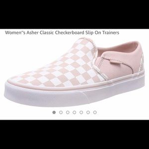 Pink checkered Vans - slip ons